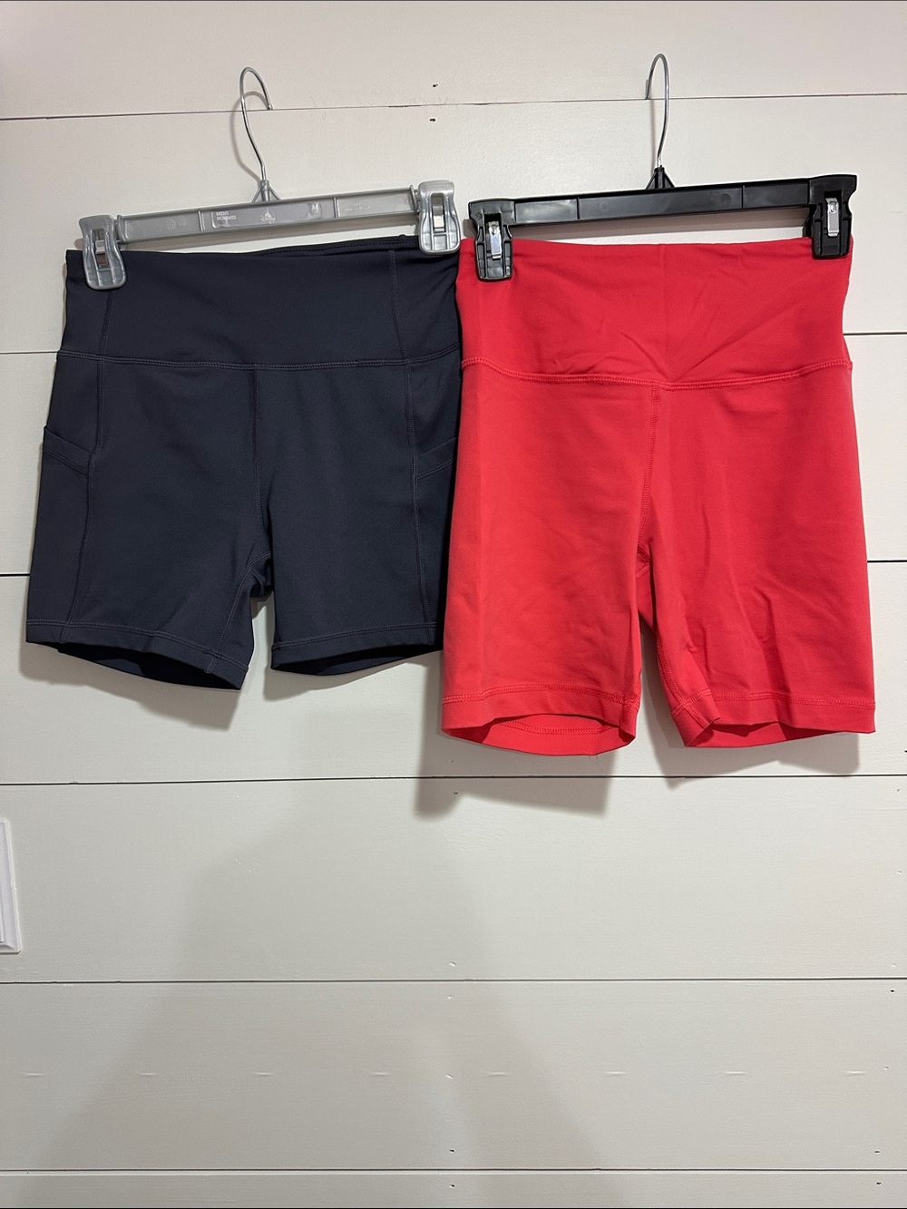 Women’s High-Waist Active Shorts - Salmon and Grey